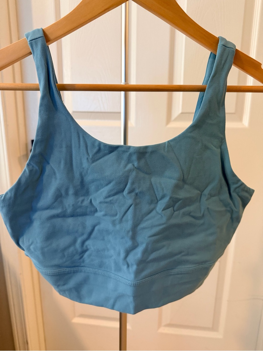 Blue Scoop Neck Crop Tank Top